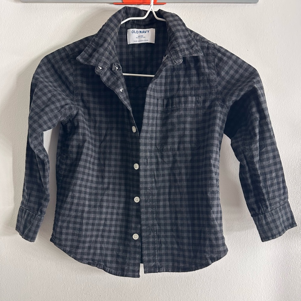 Old Navy Kids Black Checkered Shirt -XS(5)
